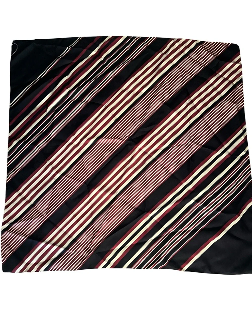 Talbots 100% Silk Navy Maroon Cream Classic Polished Quiet Luxury Neck Scarf